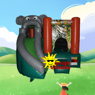 Elephant Jumping Bed Curved Slide