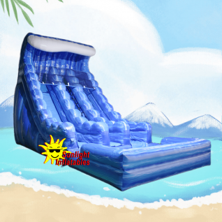6米高幻彩蓝波浪水滑梯